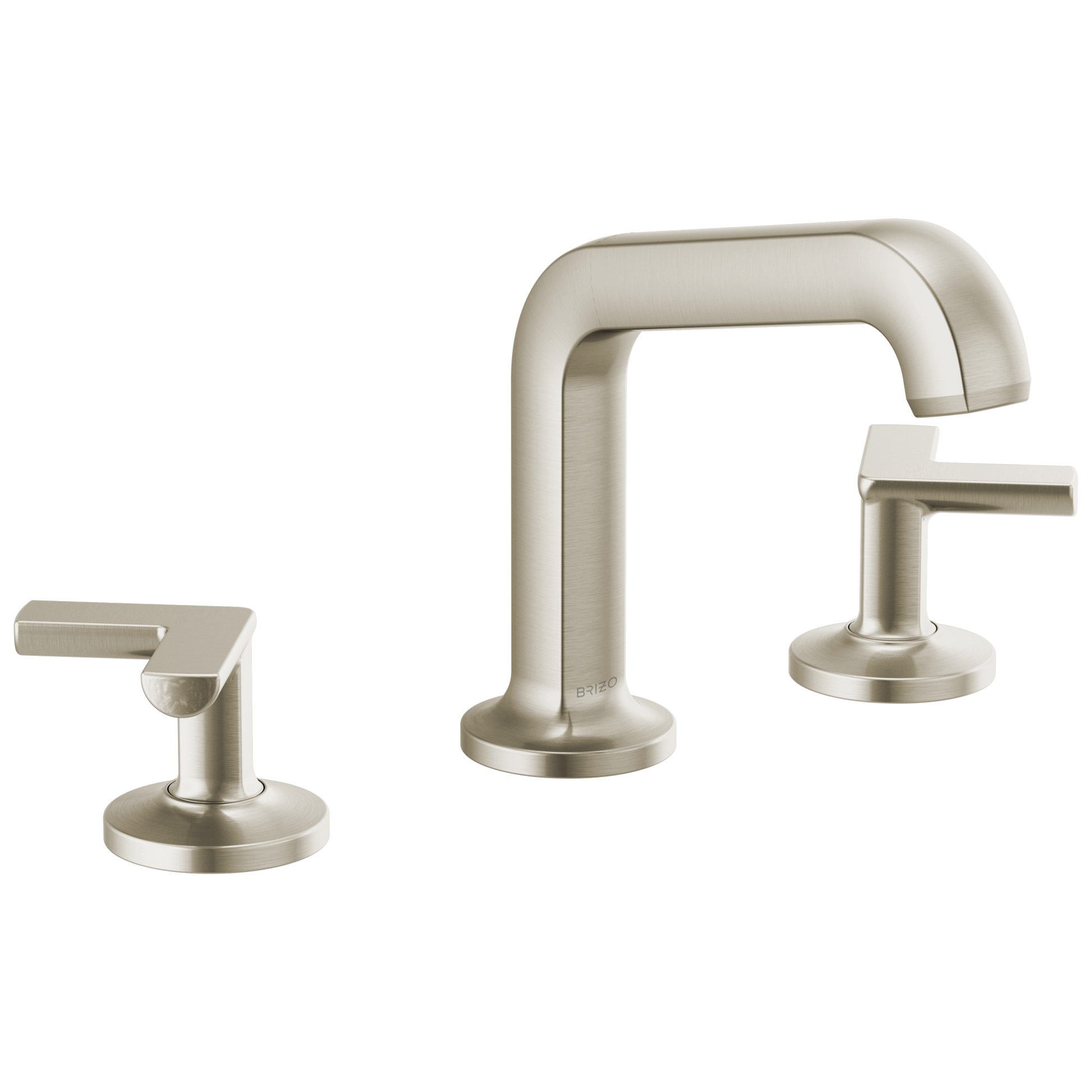 Brizo Kintsu Widespread Lavatory Faucet with Angled Spout - Less Handles 1.5 GPM - Complete Kit - Brilliance® Luxe Nickel®