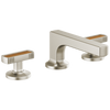 Brizo Kintsu Widespread Lavatory Faucet with Low Spout - Less Handles 1.2 GPM - Complete Kit - Brilliance® Luxe Nickel®