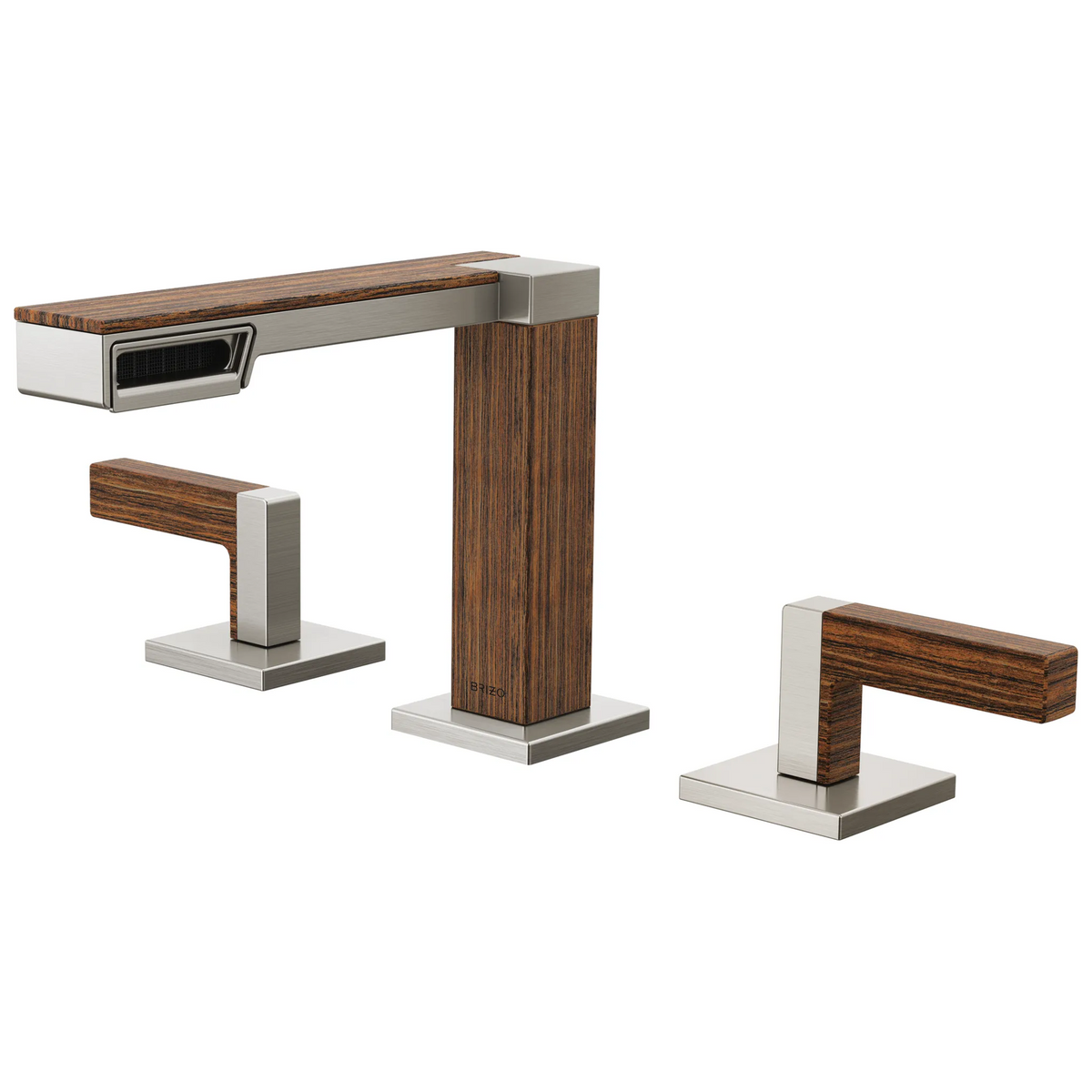 Brizo Frank Lloyd Wright Bath Collection by Brizo Widespread Lavatory Faucet - Less Handles - Complete Kit - Brilliance® Luxe Nickel® / Wood