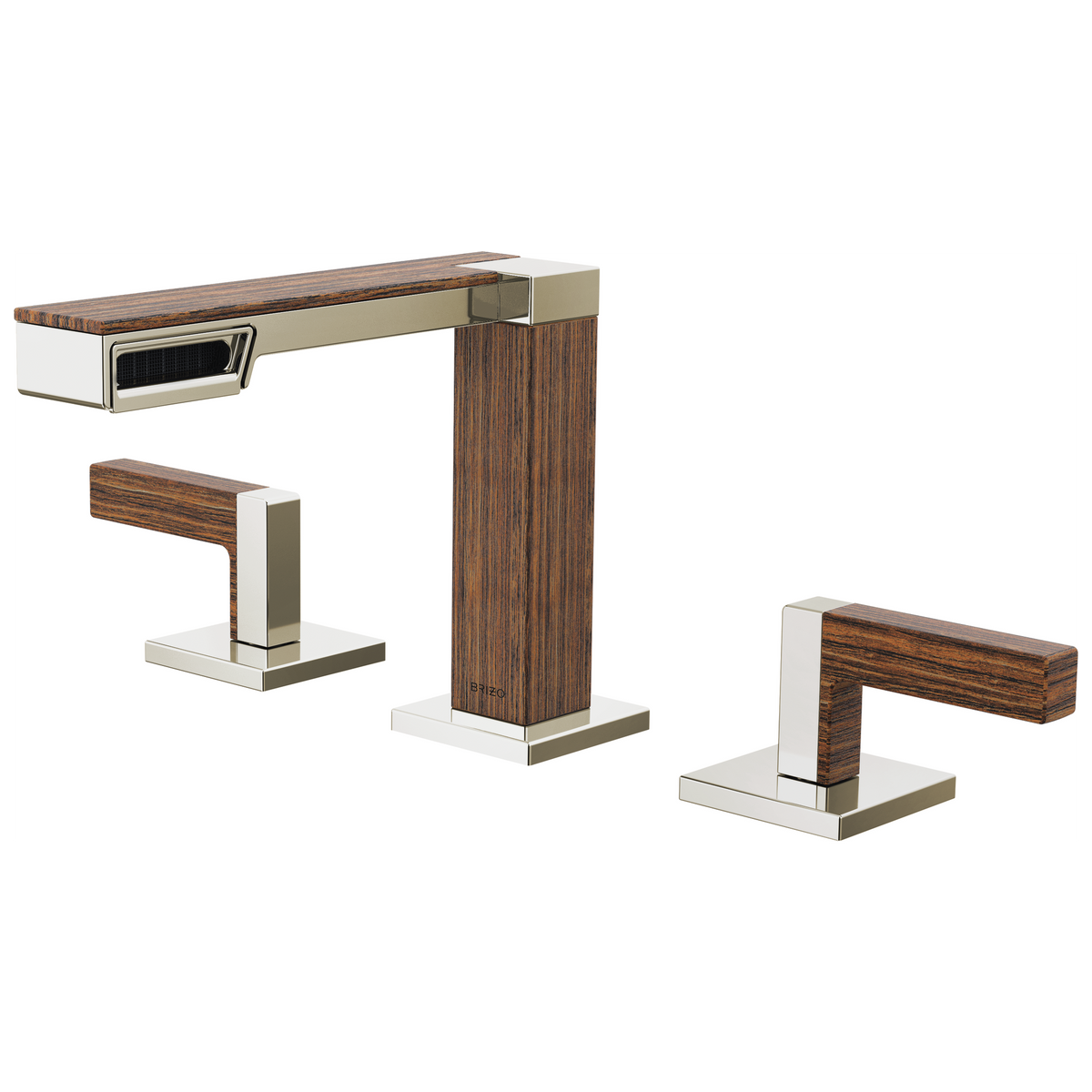 Brizo Frank Lloyd Wright Bath Collection by Brizo Widespread Lavatory Faucet - Less Handles - Complete Kit - Brilliance® Polished Nickel / Wood