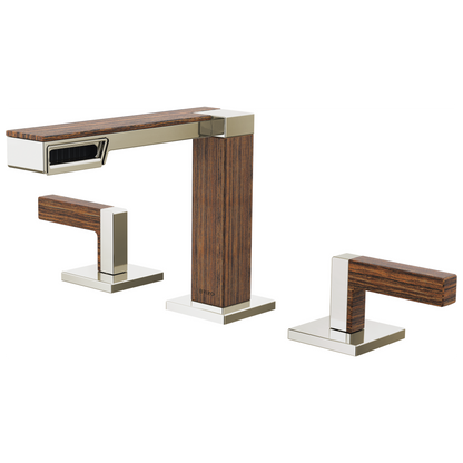 Brizo Frank Lloyd Wright Bath Collection by Brizo Widespread Lavatory Faucet - Less Handles - Complete Kit - Brilliance® Polished Nickel / Wood