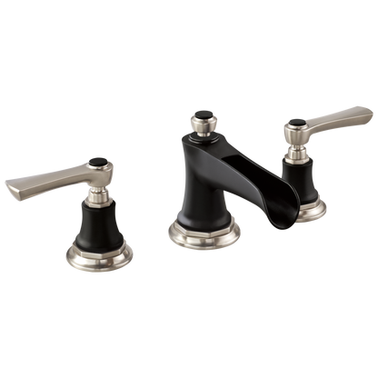 Brizo Rook Widespread Lavatory Faucet with Channel Spout - Less Handles 1.2 GPM - Complete Kit - Matte Black / Brilliance® Luxe Nickel®