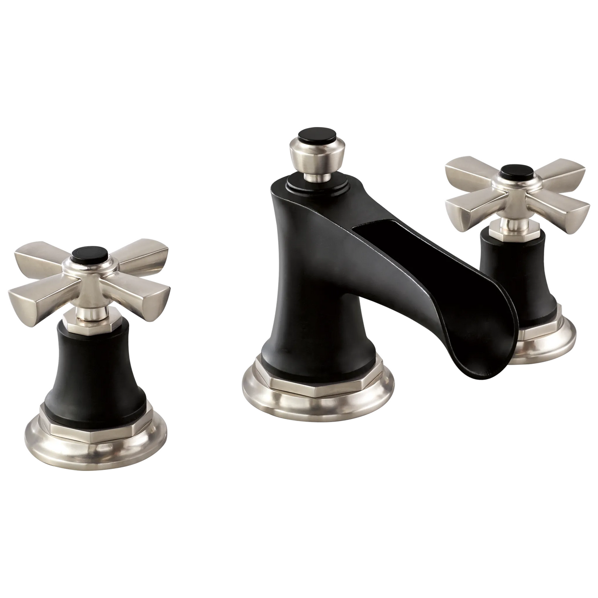 Brizo Rook Widespread Lavatory Faucet with Channel Spout - Less Handles 1.2 GPM - Complete Kit - Matte Black / Brilliance® Luxe Nickel®