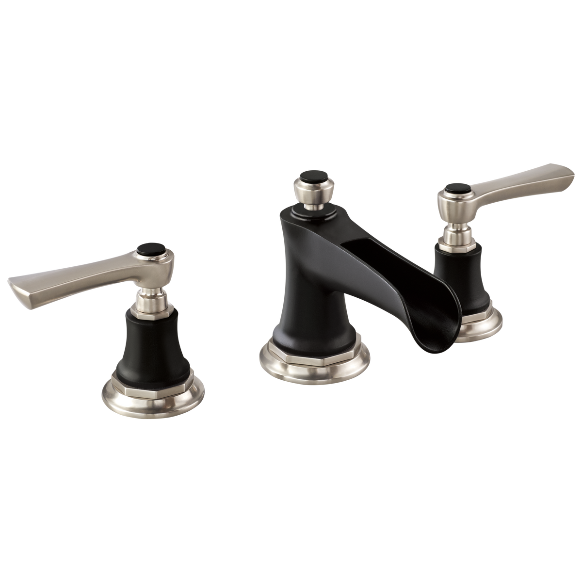 Brizo Rook Widespread Lavatory Faucet with Channel Spout - Less Handles 1.5 GPM - Complete Kit - Matte Black / Brilliance® Luxe Nickel®