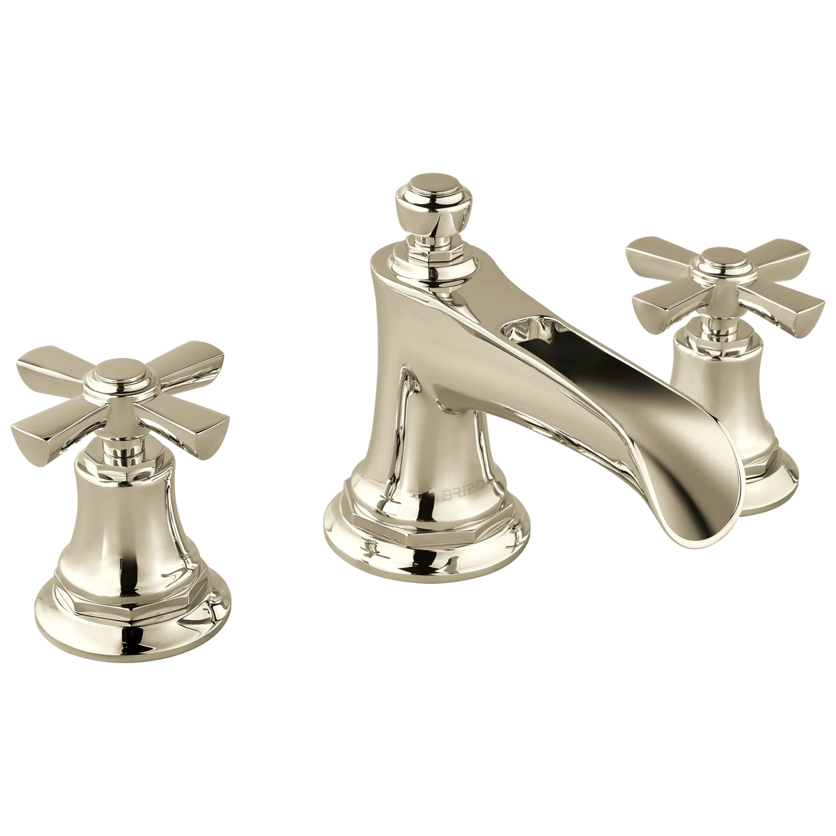 Brizo Rook Widespread Lavatory Faucet with Channel Spout - Less Handles 1.2 GPM - Complete Kit - Brilliance® Polished Nickel