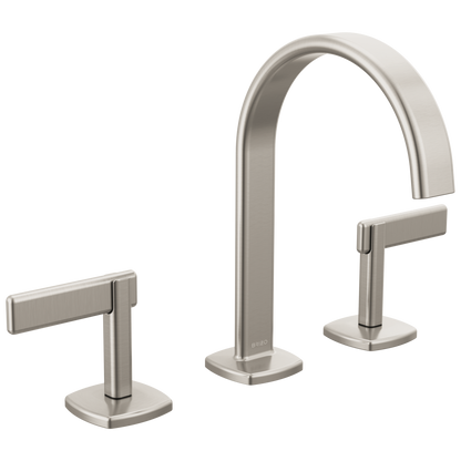 Brizo Allaria Widespread Lavatory Faucet with Arc Spout - Less Handles - Complete Kit - Brilliance® Luxe Nickel®