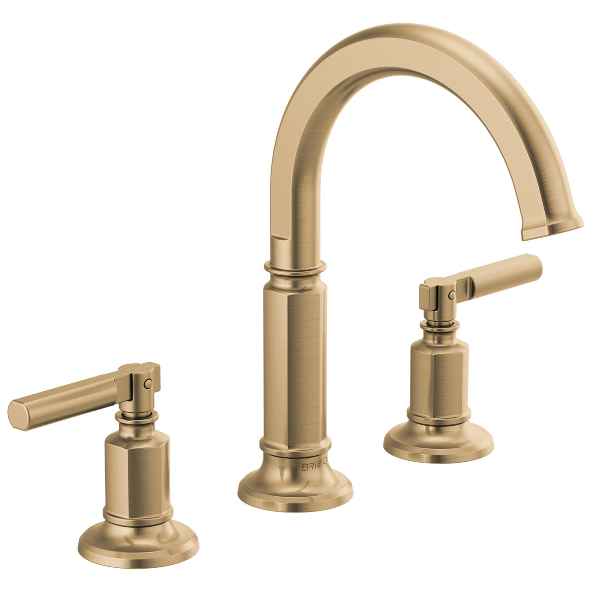 Brizo Invari Widespread Lavatory Faucet with Arc Spout - Less Handles 1.2 GPM - Complete Kit - Brilliance® Luxe Gold®