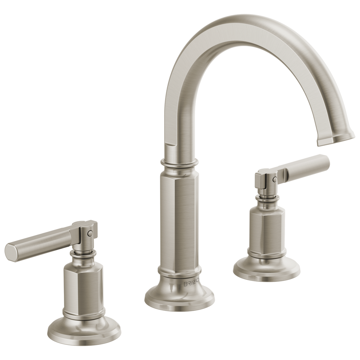 Brizo Invari Widespread Lavatory Faucet with Arc Spout - Less Handles 1.2 GPM - Complete Kit - Brilliance® Luxe Nickel®