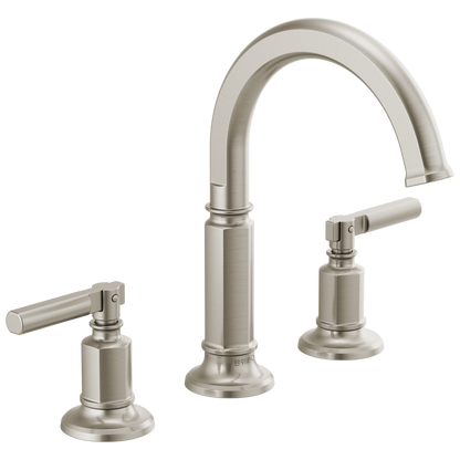 Brizo Invari Widespread Lavatory Faucet with Arc Spout - Less Handles 1.2 GPM - Complete Kit - Brilliance® Luxe Nickel®