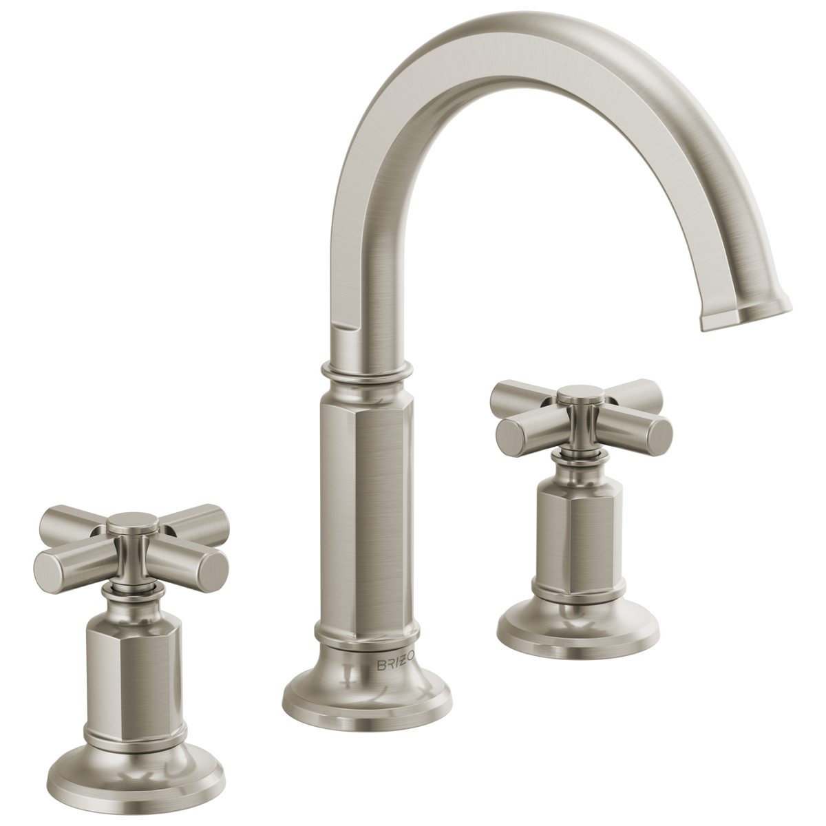 Brizo Invari Widespread Lavatory Faucet with Arc Spout - Less Handles 1.2 GPM - Complete Kit - Brilliance® Luxe Nickel®