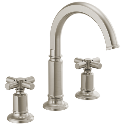 Brizo Invari Widespread Lavatory Faucet with Arc Spout - Less Handles 1.2 GPM - Complete Kit - Brilliance® Luxe Nickel®