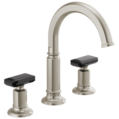 Brizo Invari Widespread Lavatory Faucet with Arc Spout - Less Handles 1.5 GPM - Complete Kit - Brilliance® Luxe Nickel®