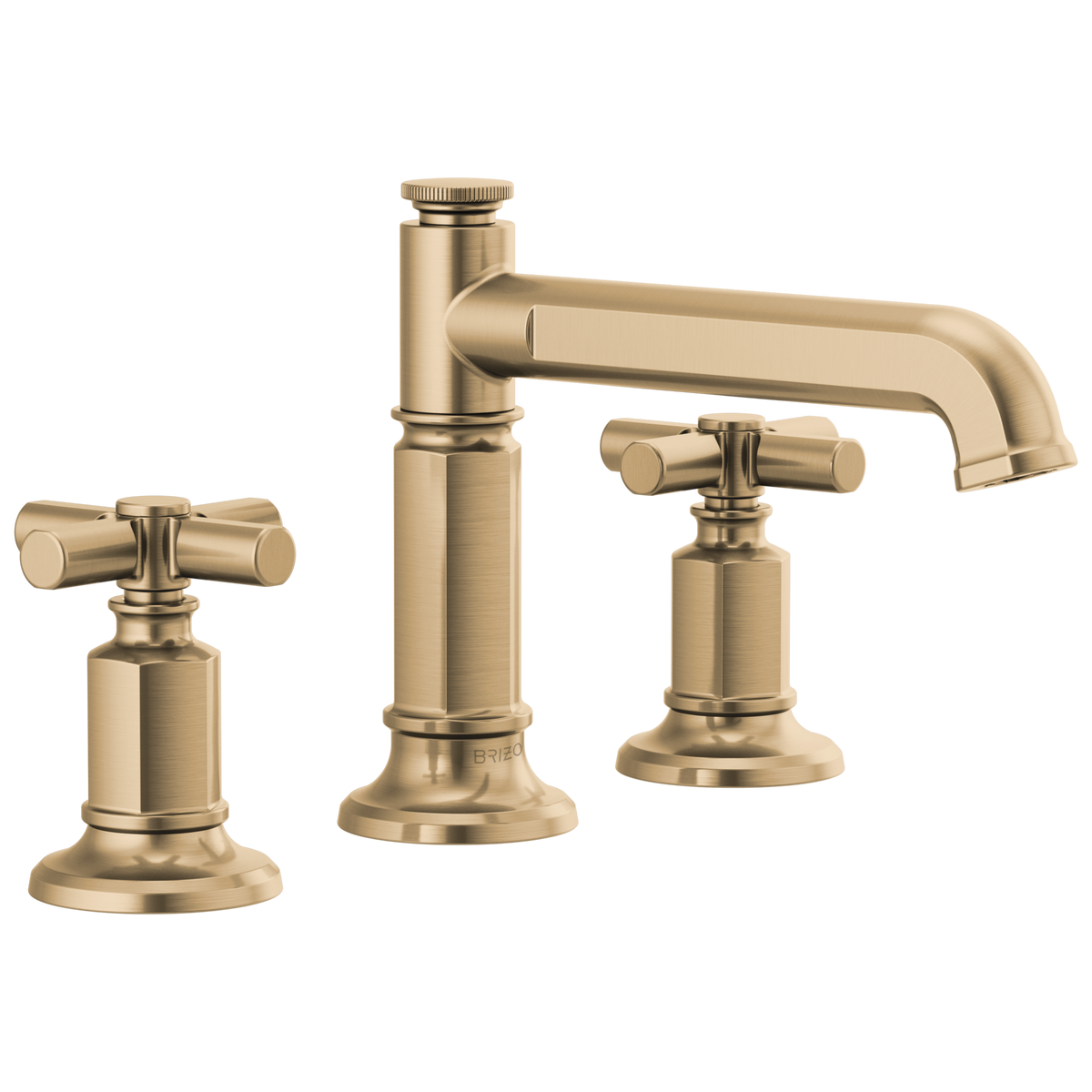 Brizo Invari Widespread Lavatory Faucet with Column Spout - Less Handles 1.5 GPM - Complete Kit - Brilliance® Luxe Gold®