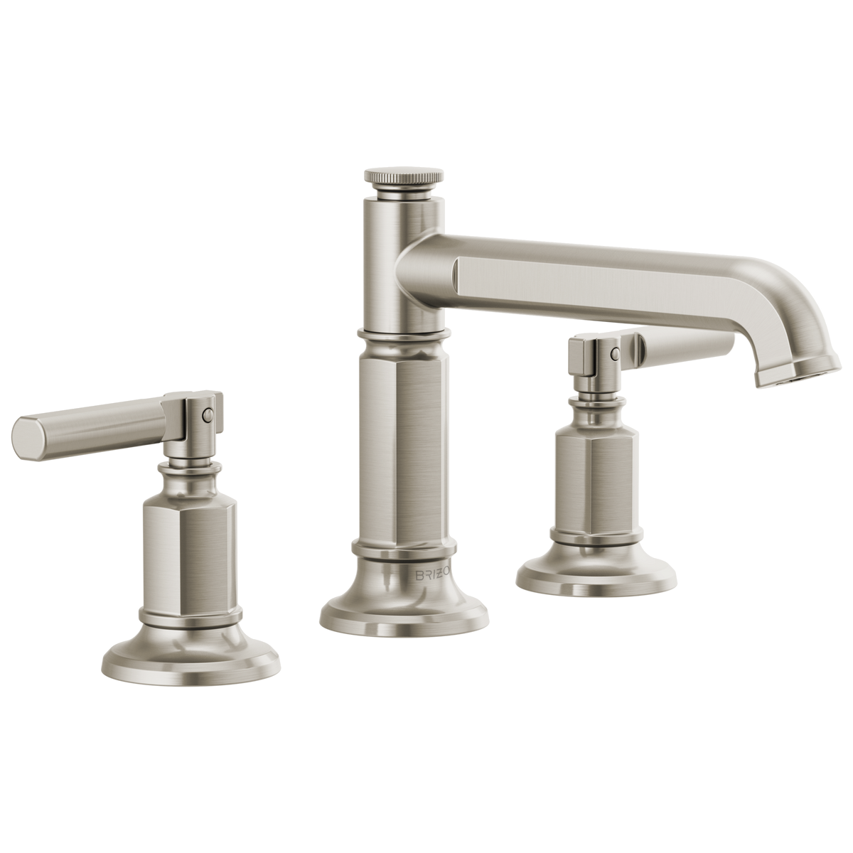Brizo Invari Widespread Lavatory Faucet with Column Spout - Less Handles 1.2 GPM - Complete Kit - Brilliance® Luxe Nickel®