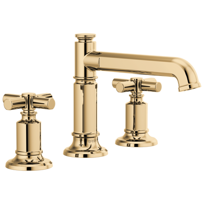 Brizo Invari Widespread Lavatory Faucet with Column Spout - Less Handles 1.5 GPM - Complete Kit - Brilliance® Polished Gold