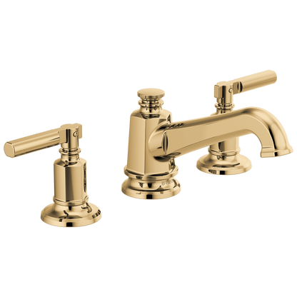 Brizo Invari Widespread Lavatory Faucet with Angled Spout - Less Handles 1.2 GPM - Complete Kit - Brilliance® Polished Gold