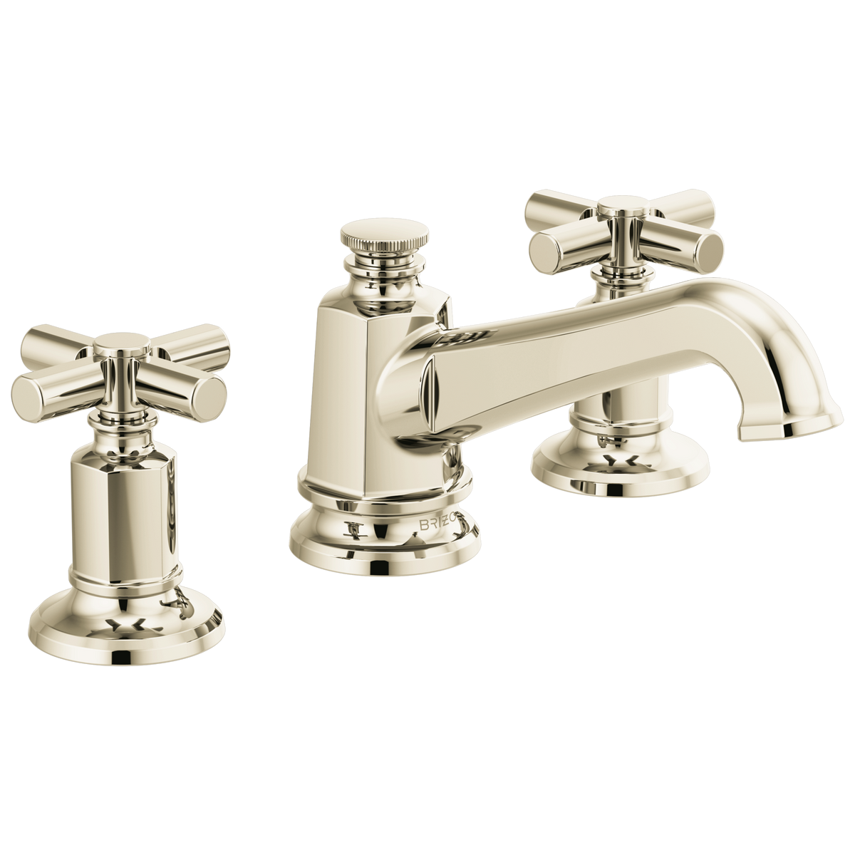 Brizo Invari Widespread Lavatory Faucet with Angled Spout - Less Handles 1.5 GPM - Complete Kit - Brilliance® Polished Nickel