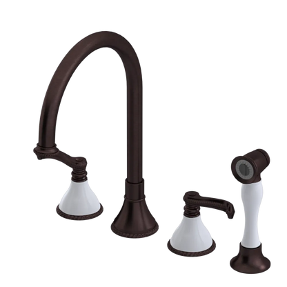 Rubinet Widespread Kitchen Set with Hand Spray Tuscan Brass