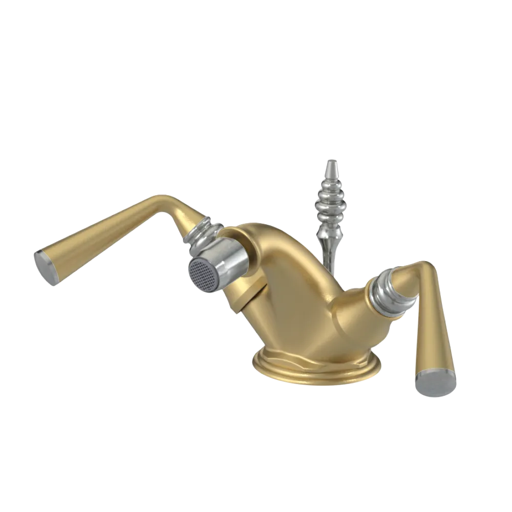 Rubinet Single Hole Dual Handle Bidet Fitting (Less Drain) Satin Gold