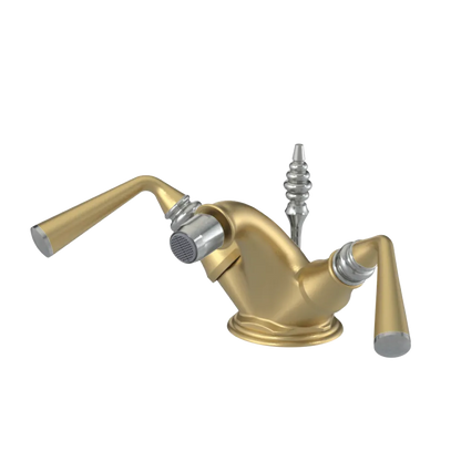 Rubinet Single Hole Dual Handle Bidet Fitting (Less Drain) Satin Gold