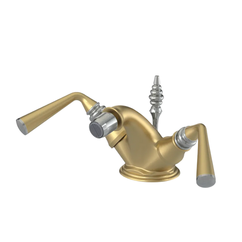 Rubinet Single Hole Dual Handle Bidet Fitting (Less Drain) Satin Gold