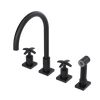 Rubinet Widespread Kitchen Set with Hand Spray Matt Black
