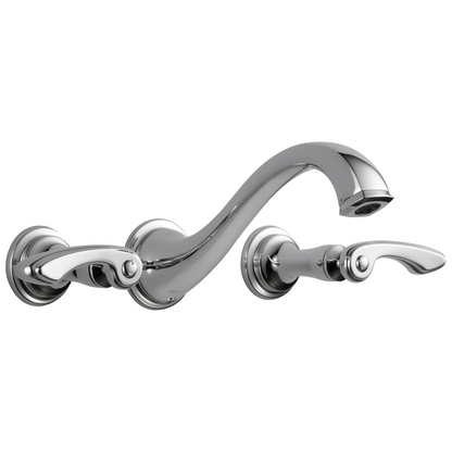 Brizo Charlotte Two-Handle Wall Mount Lavatory Faucet - Less Handles 1.5 GPM - Complete Kit - Polished Chrome