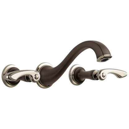 Brizo Charlotte Two-Handle Wall Mount Lavatory Faucet - Less Handles 1.5 GPM - Complete Kit - Cocoa Bronze / Brilliance® Polished Nickel