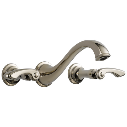 Brizo Charlotte Two-Handle Wall Mount Lavatory Faucet - Less Handles 1.5 GPM - Complete Kit - Brilliance® Polished Nickel