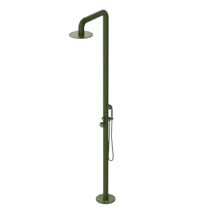 Rubinet Pressure Balance Outdoor Shower with Hand Held Shower & 10" Shower Head - 304 Stainless Steel Green Envy