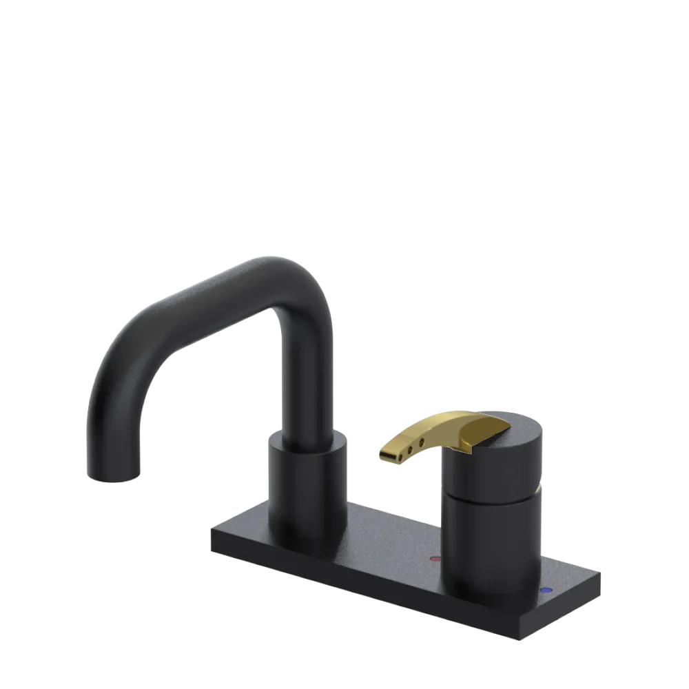 Rubinet 4" Centre Single Control Lav. Set. with Genesis spout (less drain) Matt Black