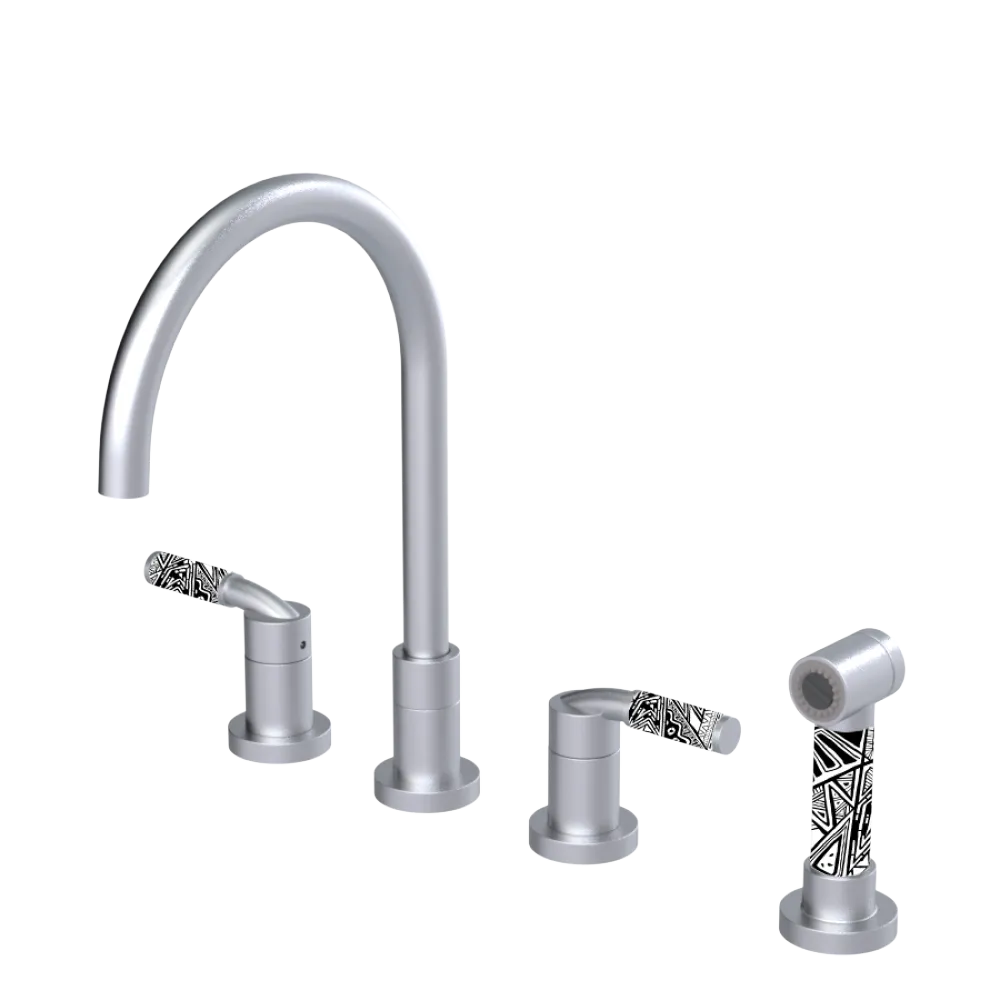 Rubinet Widespread Kitchen Set with Hand Spray Satin Chrome