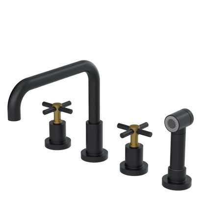 Rubinet Widespread Kitchen Set with Hand Spray Matt Black