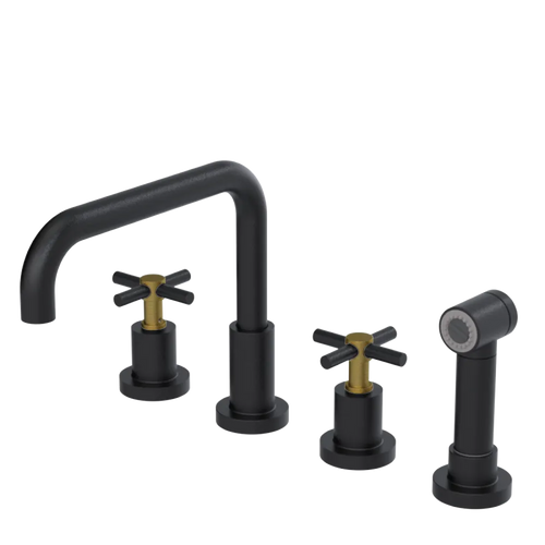 Rubinet Widespread Kitchen Set with Hand Spray Matt Black