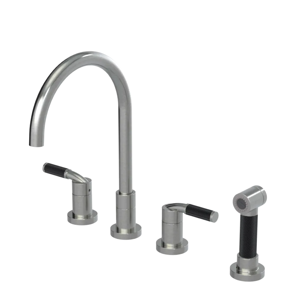 Rubinet Widespread Kitchen Set with Hand Spray Satin Nickel