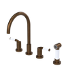 Rubinet Widespread Kitchen Set with Hand Spray Tuscan Brass