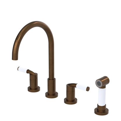 Rubinet Widespread Kitchen Set with Hand Spray Tuscan Brass