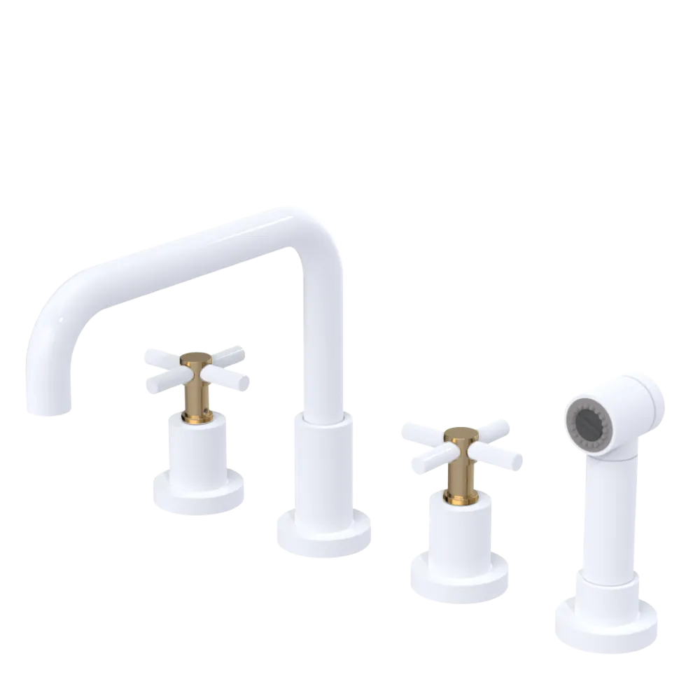 Rubinet Widespread Kitchen Set with Hand Spray White