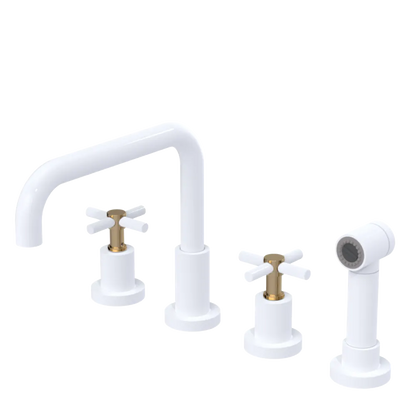 Rubinet Widespread Kitchen Set with Hand Spray White