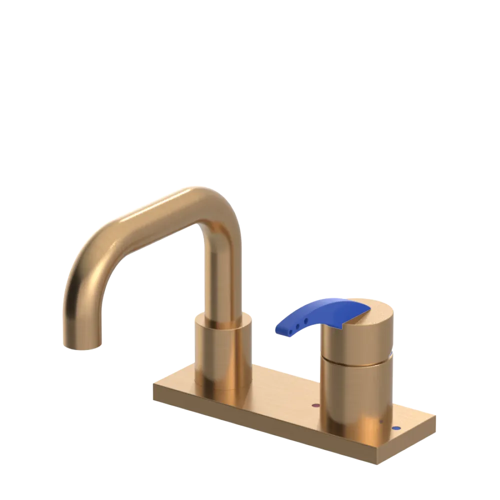 Rubinet 4" Centre Single Control Lav. Set. with Genesis spout (less drain) Satin Gold