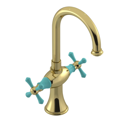 Rubinet Single Hole Dual Handle Lav. Set. (less drain) Natural Brass