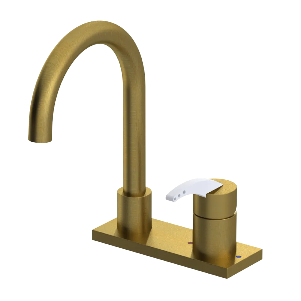 Rubinet 4" Centre Single Control Lav. Set. (less drain) Antique Brass Matt