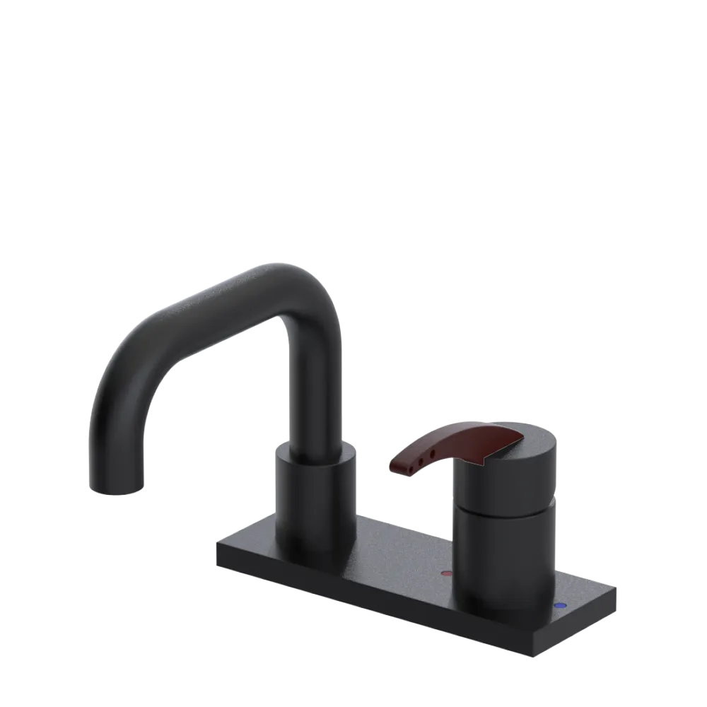 Rubinet 4" Centre Single Control Lav. Set. with Genesis spout (less drain) Matt Black