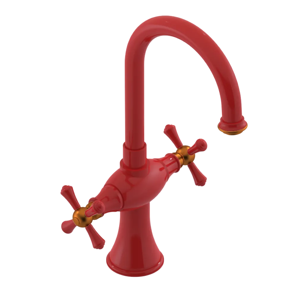 Rubinet Single Hole Dual Handle Lav. Set. (less drain) Red