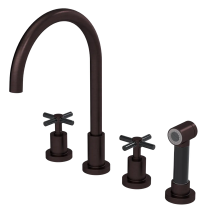 Rubinet Widespread Kitchen Set with LaSalle Spout with Hand Spray Oil Rubbed Bronze
