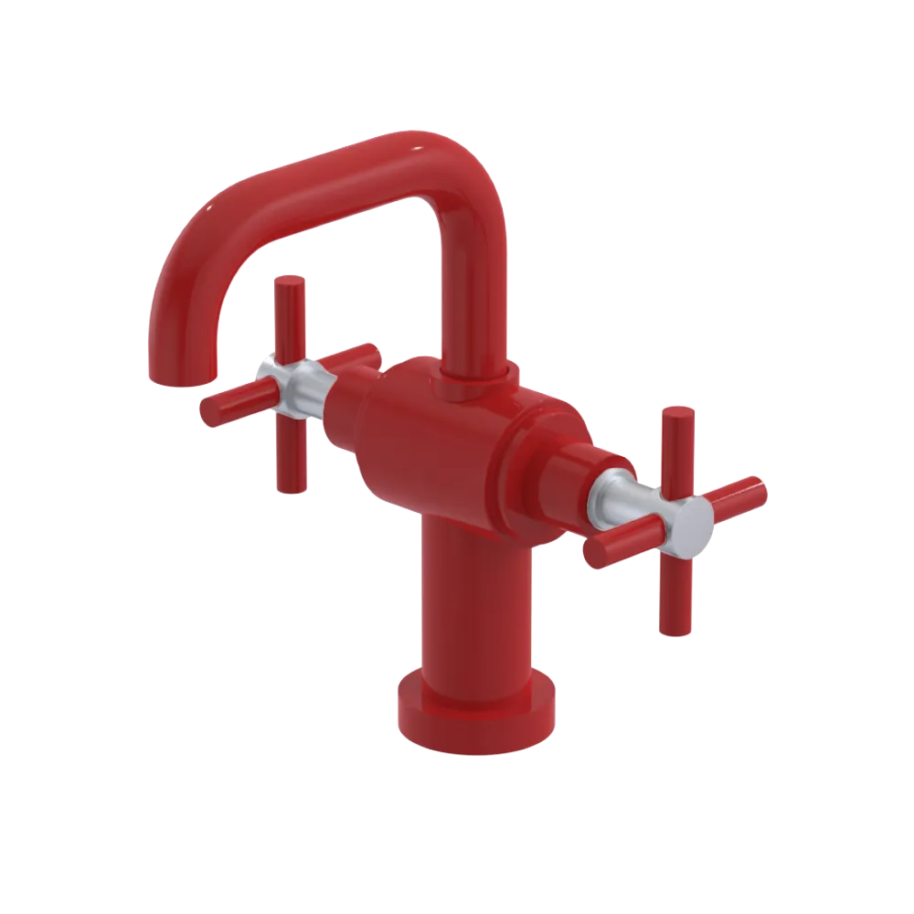 Rubinet Single Hole Dual Handle Lav. Set. (less drain) Red