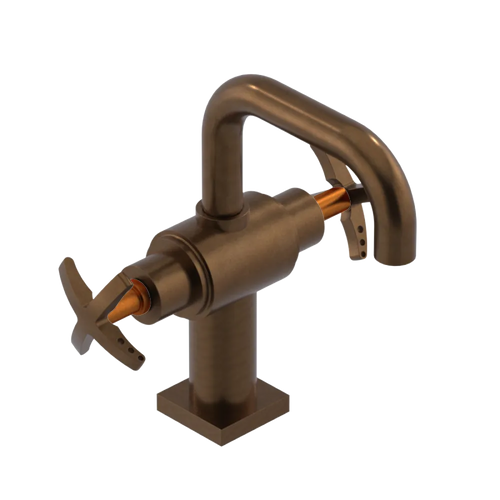 Rubinet Single Hole Dual Handle Lav. Set. with Genesis spout (less drain) Tuscan Brass