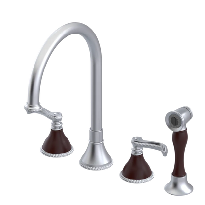 Rubinet Widespread Kitchen Set with Hand Spray Satin Chrome
