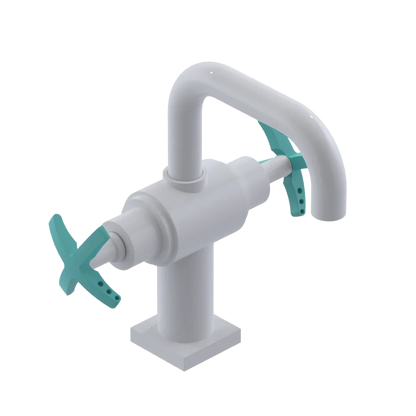 Rubinet Single Hole Dual Handle Lav. Set. with Genesis spout (less drain) White