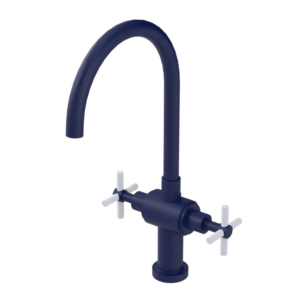 Rubinet Two Handle Single Hole Kitchen Set with LaSalle Spout Midnight Blue